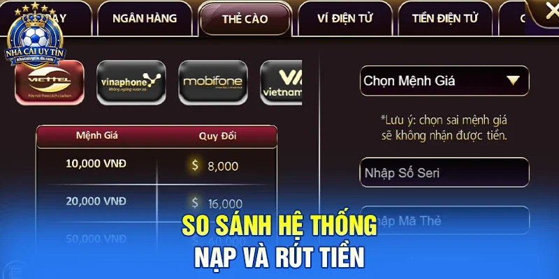 So sánh hệ thống nạp và rút tiền